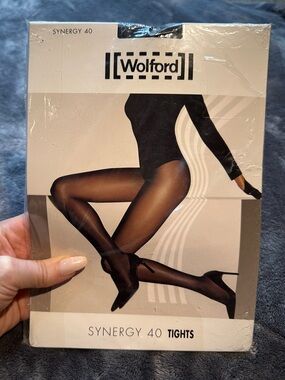 NWT Wolford Synergy 40 Tights Mocha Support Pantyhose Luxury Hosiery Dark Brown